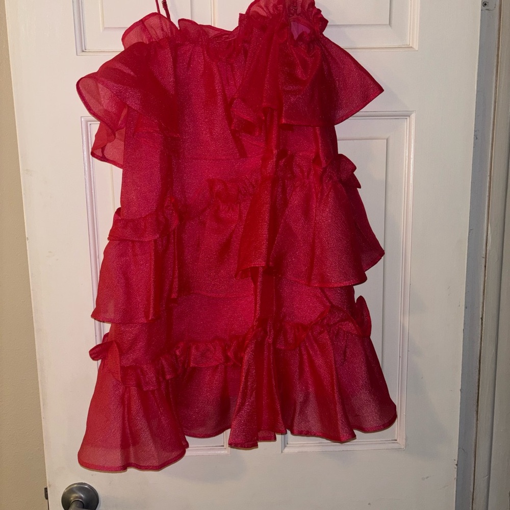 Hot Pink Tiered Ruffled Dress